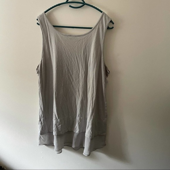 Logo by Lori Goldstein Gray Basic Tank with Chiffon Hem - Picture 3 of 4
